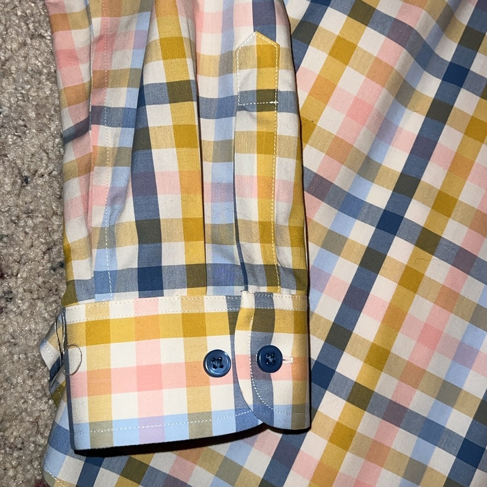 Orvis button down blouse gingham white blue pink yellow plus size 20 100% cotton - Picture 4 of 6
